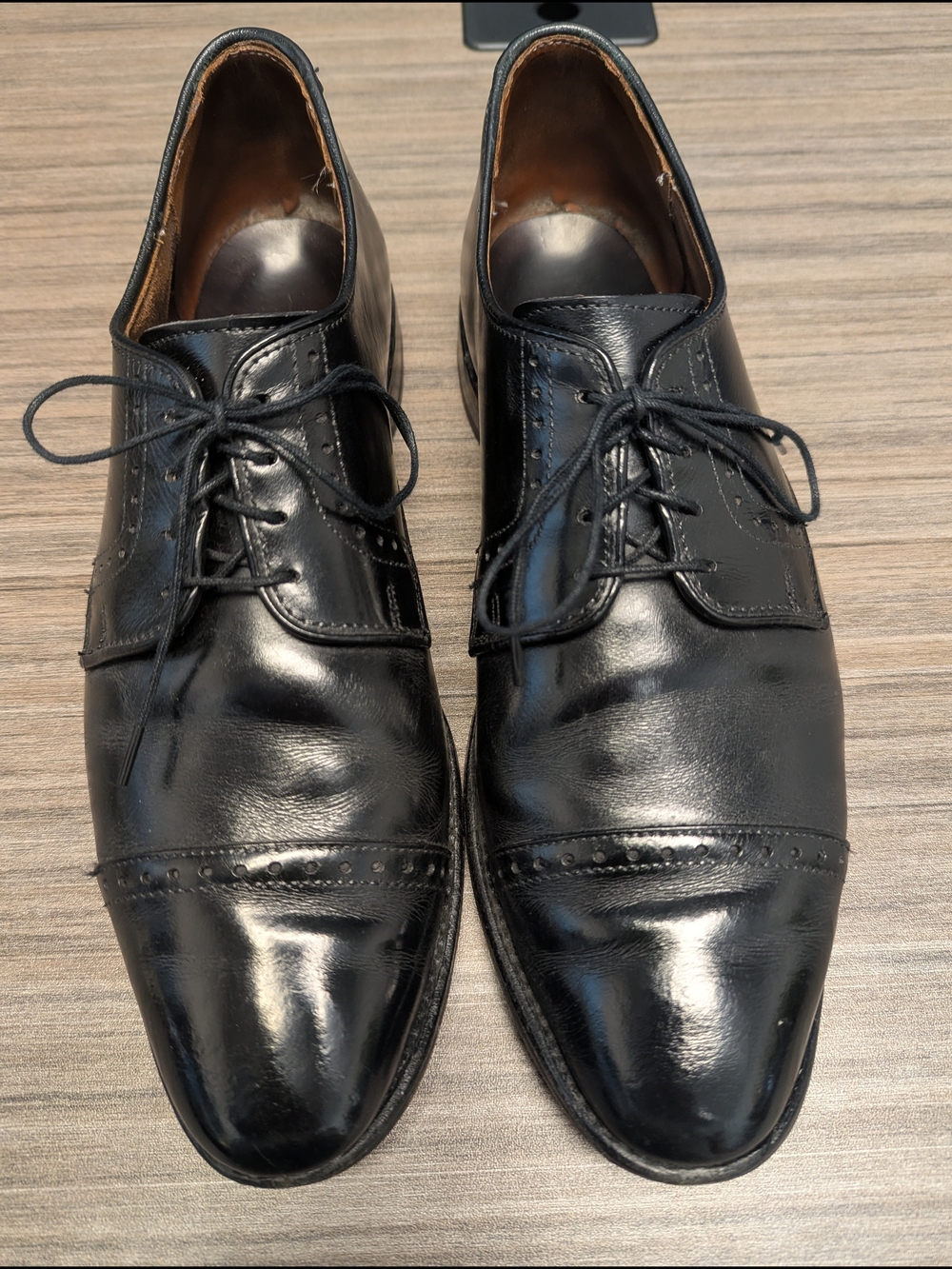 Allen Edmonds Clifton Black Cap-Toe Derby Dress Shoes 10D